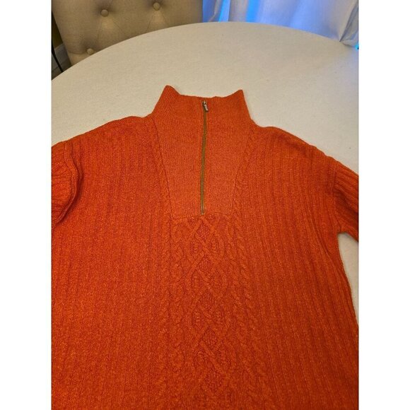 St. Johns Bay Orange Cable Knit Half-Zip Sweater XL Polyester/Spandex - Picture 8 of 11